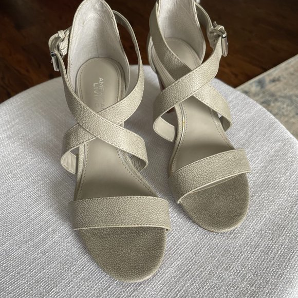 American Living Shoes - American Living gray sandals, size 7.5 (silver tone buckle)